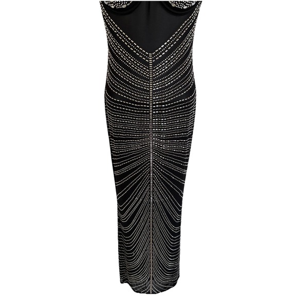 NWT Mew Mews Black Rhinestone Maxi Evening Statement Dress M New Years Eve NEW - Picture 7 of 16